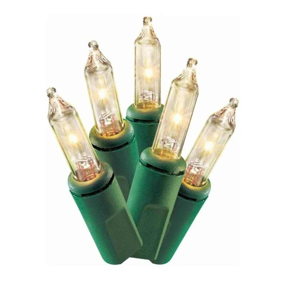 Holiday Time 100 Clear Mini Lights Green Wire 23 FT (7 m) Lot of 2 pkgs